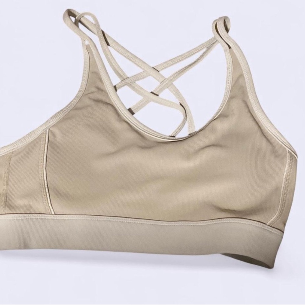 NWOT Wilo the Label Women's Tan/Cream Sports Bra Sz Large